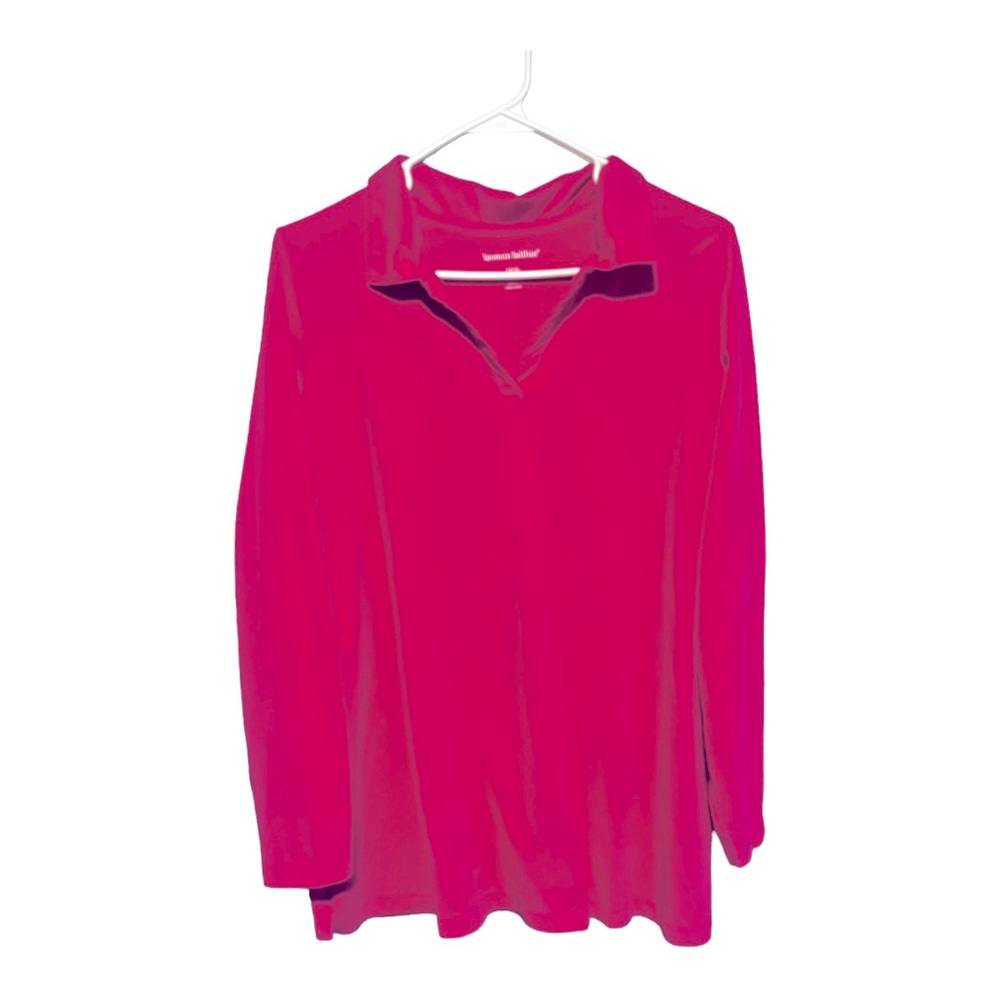 Ladies Polo Style Long Sleeve Shirt Pink Size 14/16 The Woman Within Top